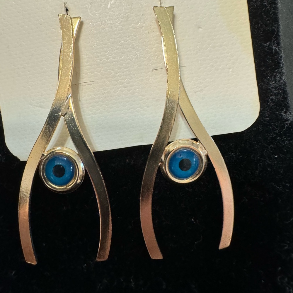 Evil eye wishbone earrings by hello accessories
